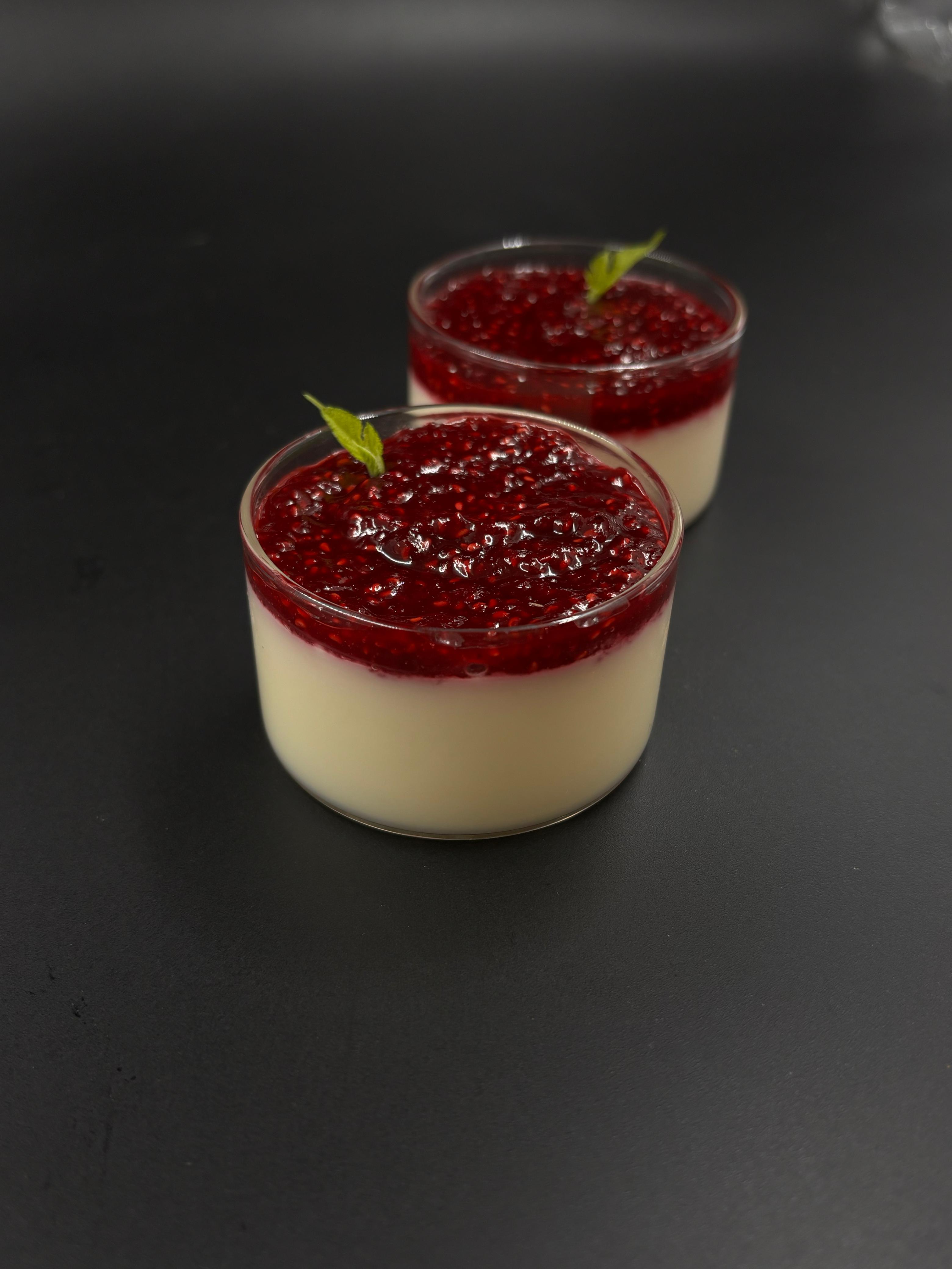 Raspberry Panacotta dessert